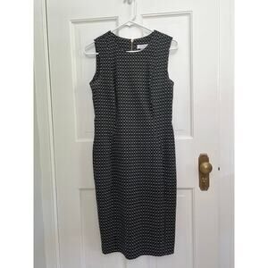 Calvin Klein Women's 4 Black White Sheath Dress Geometric Prink Career Business